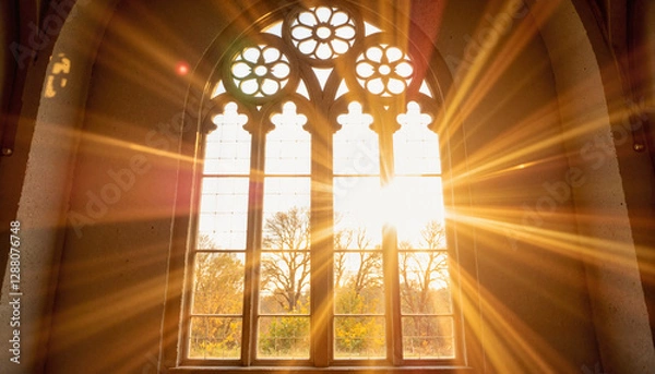 Obraz Sunlight streaming through church window