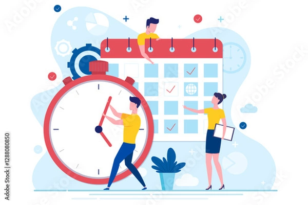 Obraz flat-design-characters-doing-time-management
