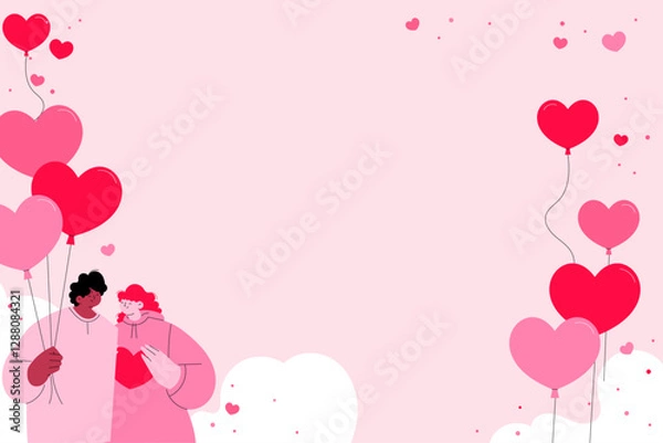 Obraz flat-valentine-s-day-background 7
