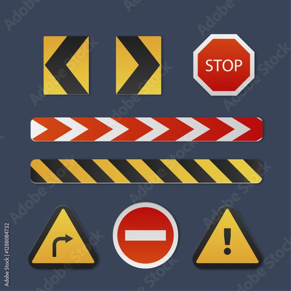 Obraz flat-warning-construction-sign-background