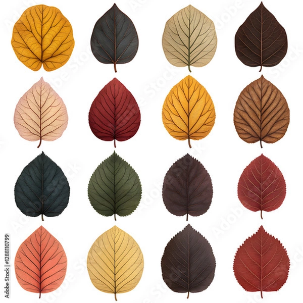 Fototapeta Autumn Leaf Collection Diverse Colors Isolated on Transparent Background