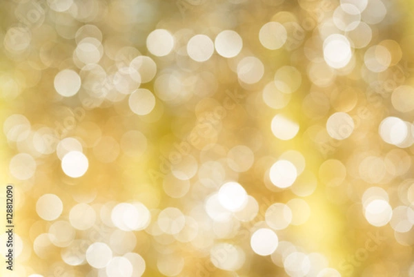Fototapeta Gold blurred abstract bokeh light backgound