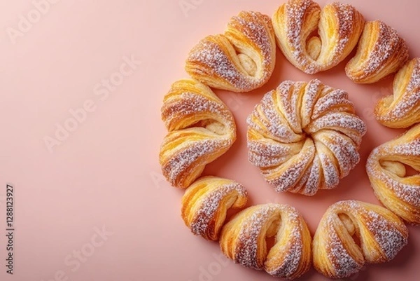 Fototapeta Delicate pastries arranged in circular pattern, showcasing vibra