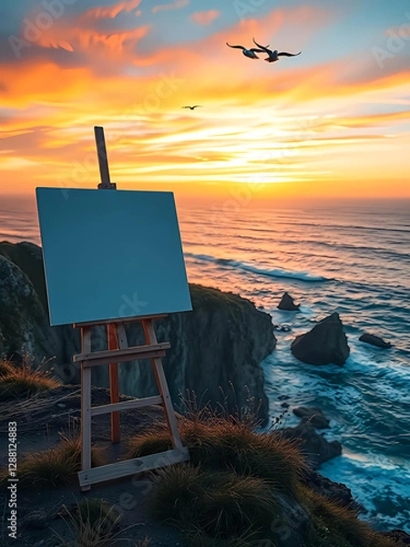 Obraz easel on the seashore