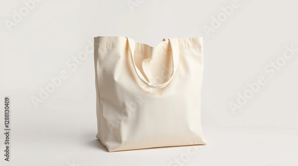 Fototapeta The tote can be made from a fabric or eco linen and mocked up 3d. The totebag can be isolated on a white background, and a cotton shopping bag can be made from a white cotton material for use in
