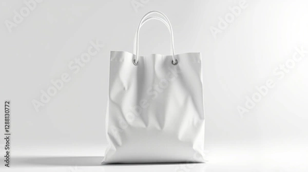Fototapeta The tote can be made from a fabric or eco linen and mocked up 3d. The totebag can be isolated on a white background, and a cotton shopping bag can be made from a white cotton material for use in