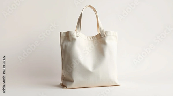 Fototapeta The tote can be made from a fabric or eco linen and mocked up 3d. The totebag can be isolated on a white background, and a cotton shopping bag can be made from a white cotton material for use in