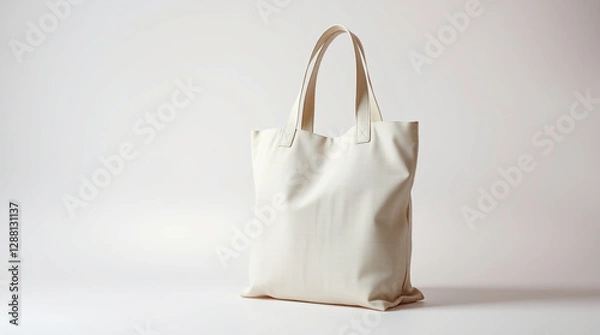 Fototapeta The tote can be made from a fabric or eco linen and mocked up 3d. The totebag can be isolated on a white background, and a cotton shopping bag can be made from a white cotton material for use in