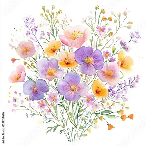 Fototapeta Vibrant Floral Bouquet Composed of Colorful Spring and Summer Blooms in a Lush Natural Arrangement