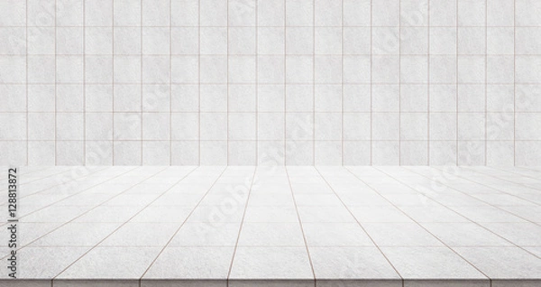 Fototapeta Business concept - Empty marble floor top with panoramic sky view of mountain under sunrise and morning blue bright sky for display or montage product