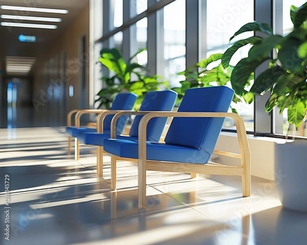 Obraz Sunny waiting room chairs near windows