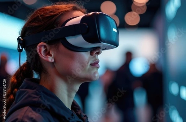 Obraz An expert demonstrating VR technologies at the exhibition