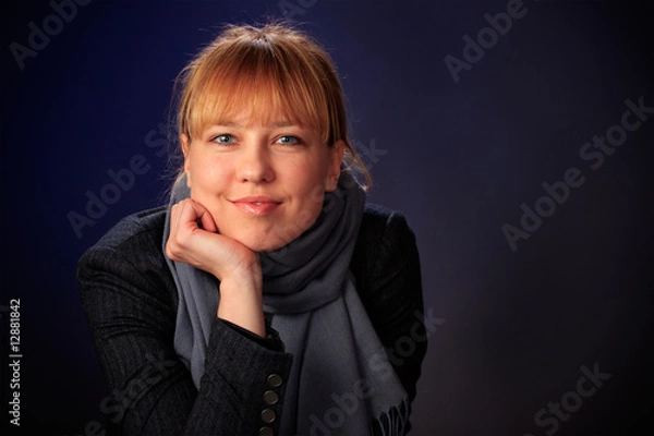 Obraz Female on a blue