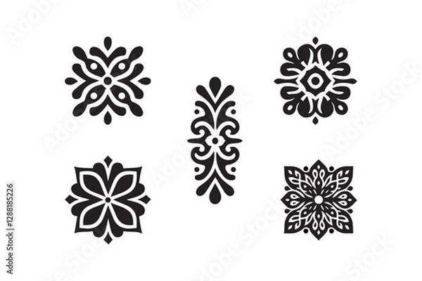Obraz Minimalist Ornament Design Set Silhouette Vector | Elegant Decorative Illustration