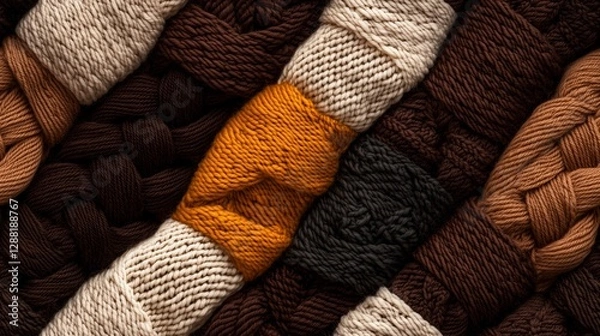 Fototapeta Textured yarn display showcasing intricate patterns and colors in a woven arrangement