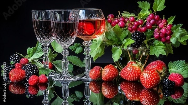 Obraz red wine and flowers