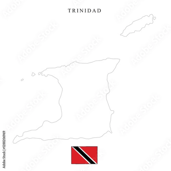 Fototapeta Trinidad country map and flag 