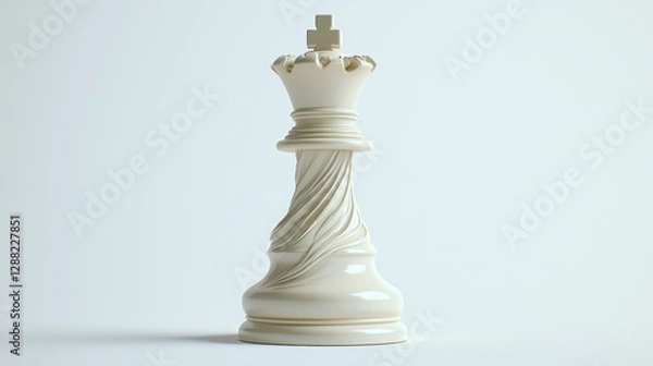 Obraz Elegant White Chess Queen, Studio Shot, Strategy