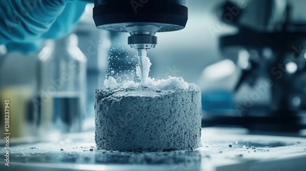 Fototapeta Gray Concrete Cylinder Processing In Lab Environment