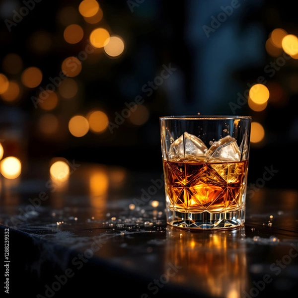 Fototapeta Chilled Elegance: A Glass of Whiskey on Ice
