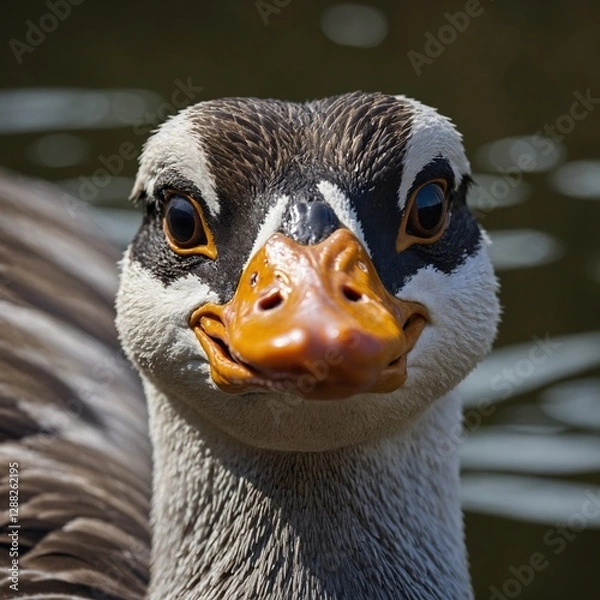 Fototapeta A dramatic close-up of a goose’s face, emphasizing its beak and eyes.