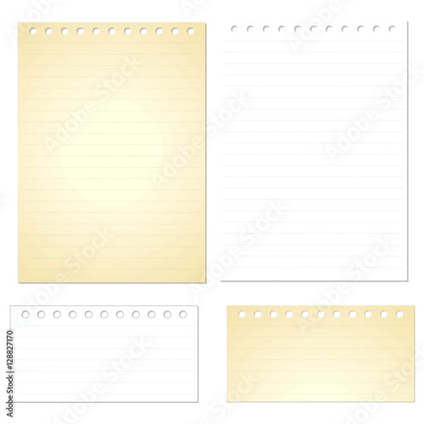 Obraz Set of various white vector note papers.