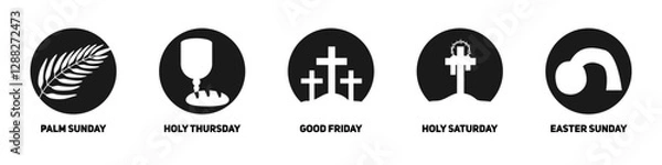 Fototapeta Set of Holy Week icons. Vector