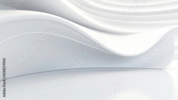 Fototapeta Abstract curved dynamic white background