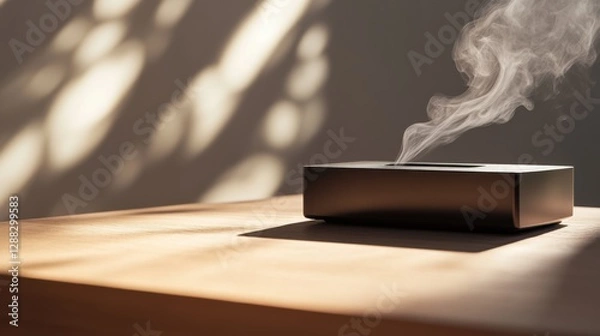 Fototapeta A vaping device on a simple, white background. Featuring clean design and gentle vapor
