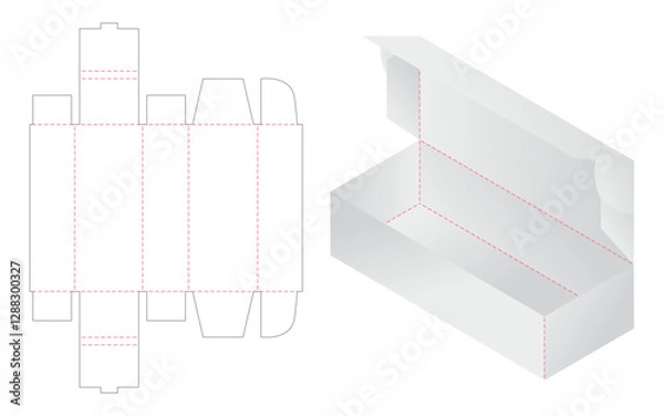 Fototapeta Box packaging die cut template design. 3d mock-up
