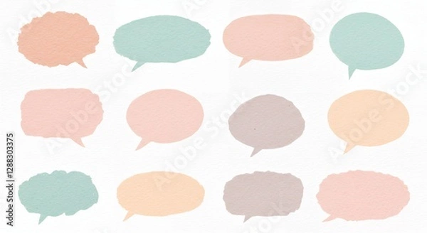 Fototapeta A watercolor speech bubble set with soft textures, great for stylish and natural e-commerce designs.