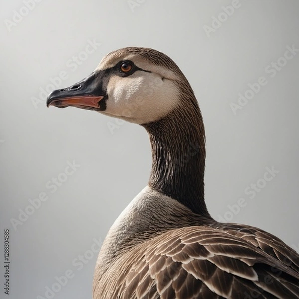 Fototapeta A goose standing in a subtle spotlight effect on a clean white background.