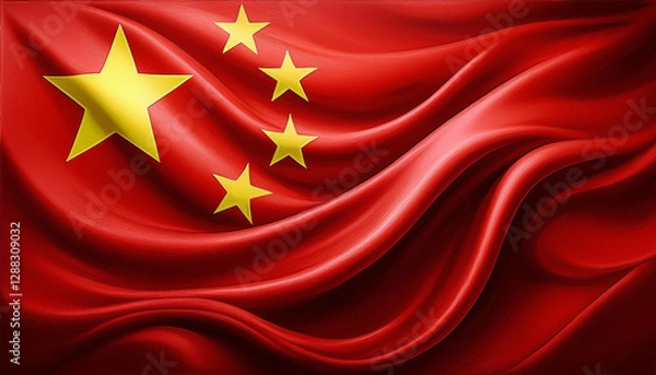Fototapeta Chinese National Flag Illustration in close up, Part 9