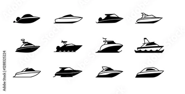 Fototapeta speed boat icon in different style vector illustration. two colored and black speed boat vector icons designed in filled, outline, line and stroke style can be used for web, mobile, ui