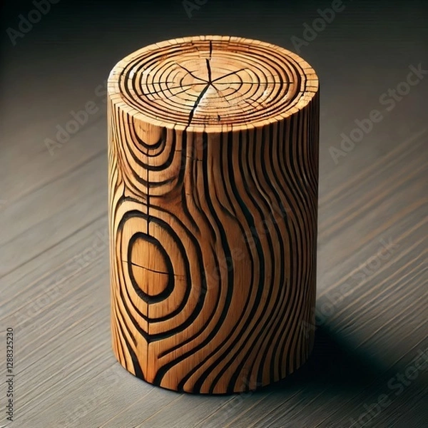 Fototapeta A cylindrical block displaying a tree trunk pattern Made from oa