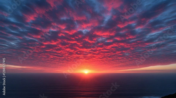 Obraz Sunset over Ocean, Colorful Clouds