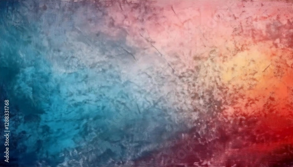 Fototapeta A textured abstract gradient flyer background featuring a blend of blue, red, and yellow tones. Ideal for artistic and design projects or as a vivid digital backdrop for creative presentations