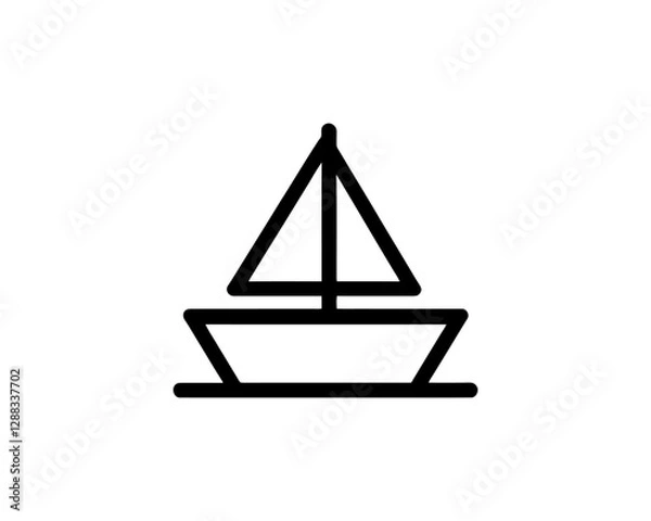 Fototapeta Boat logo design icon outline vector template