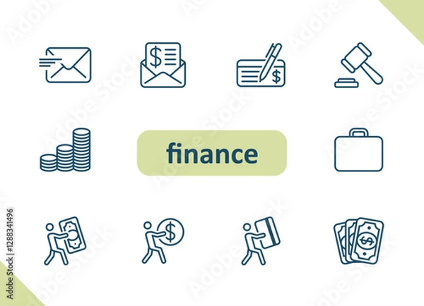 Fototapeta Finance icons. Money, cash, payment, savings, investing, business vector icon set