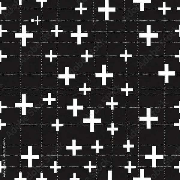Obraz Abstract Black and White Plus Sign Pattern