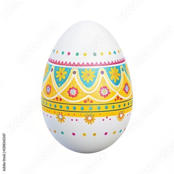 Obraz Easter theme for kid, Decoratively painted Easter egg with colorful patterns and designs.
