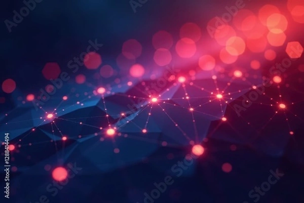 Fototapeta Abstract geometric network connecting polygon dots , structure, background, illustration