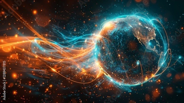 Fototapeta Abstract depiction of a glowing Earth.