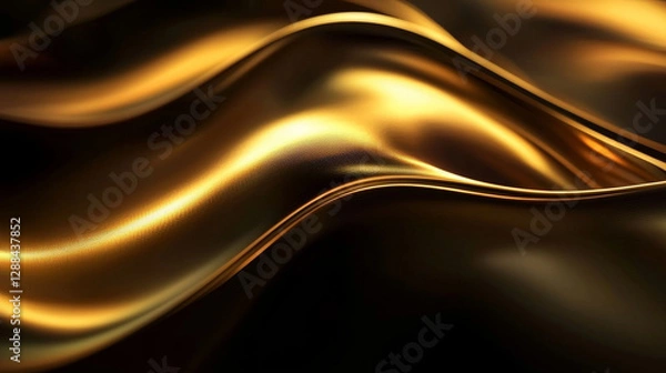 Fototapeta Shimmering golden fabric waves create luxurious and elegant texture, reflecting light beautifully. Ideal for backgrounds and design projects