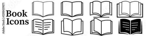Fototapeta Opened book vector set icon literature symbol illustration. 