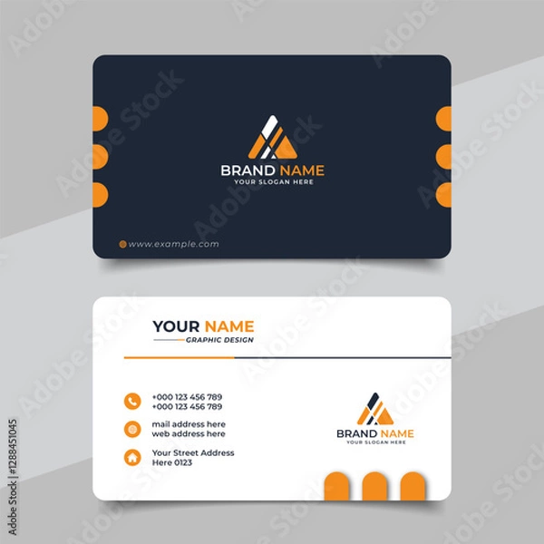 Fototapeta Creative modern yellow business card design name card corporate visiting card and simple clean template vector design