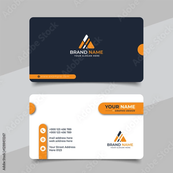 Fototapeta Creative modern yellow business card design name card corporate visiting card and simple clean template vector design