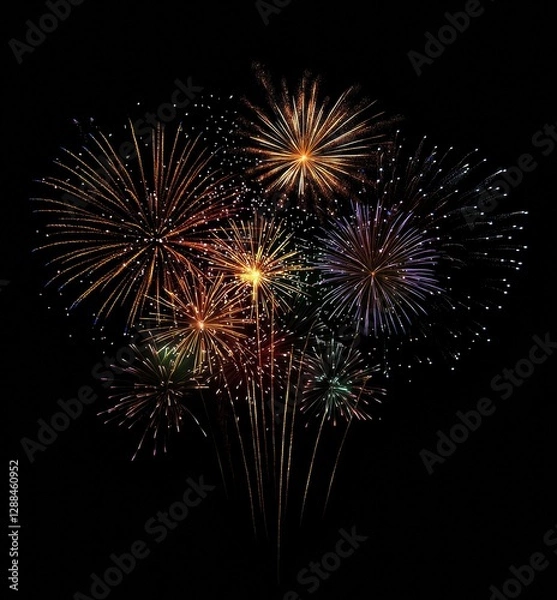 Fototapeta Colorful fireworks exploding in the night sky