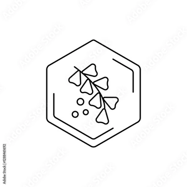 Fototapeta Herbal medicine icon with hexagonal frame. Meliltus, sweet clover Vector black line pictogram. Floral themes, pollen, field honey in a minimalistic style.