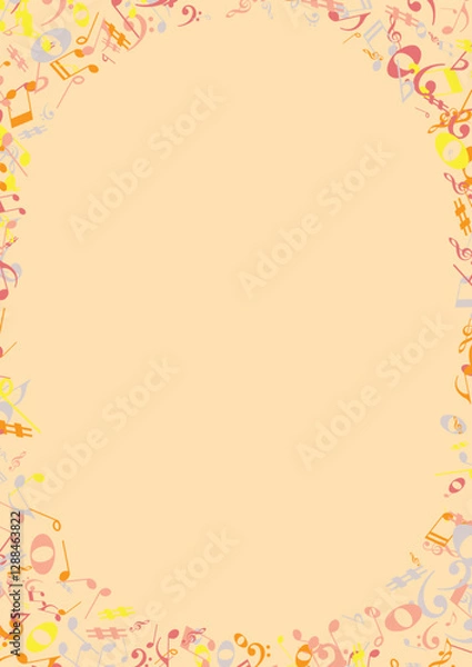 Fototapeta Elegant Music-Themed Frame – Vector Border Made of Notes and Symbols for Posters and Certificates
